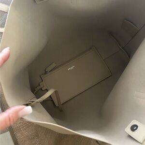 yves saint laurent Leather Shopper Tote